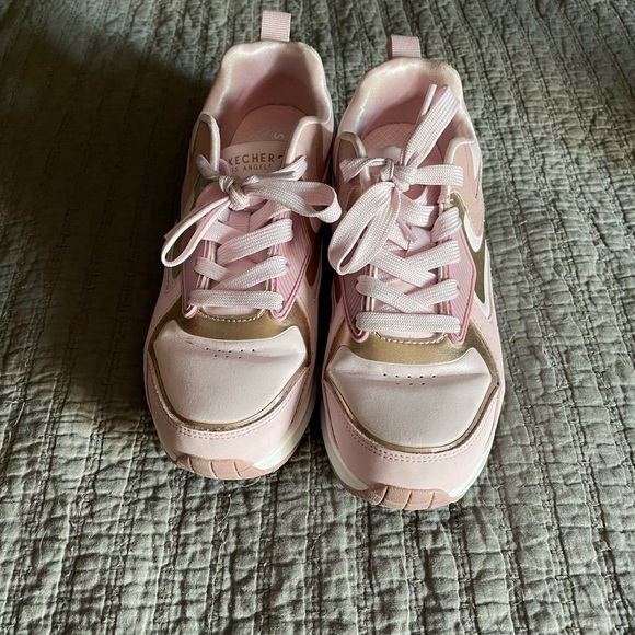 Skechers Pink and Gold Kids Sneakers - Picture 2 of 6